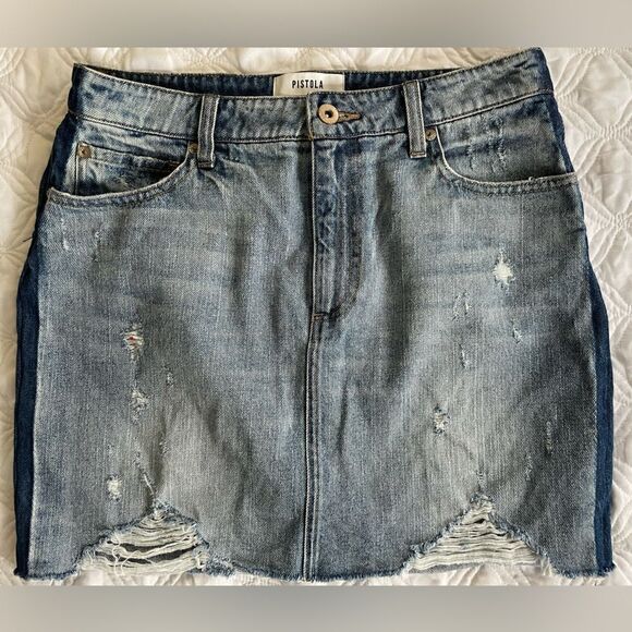 Pistola Sierra Distressed Jean Skirt Size 10/30 - Picture 1 of 9